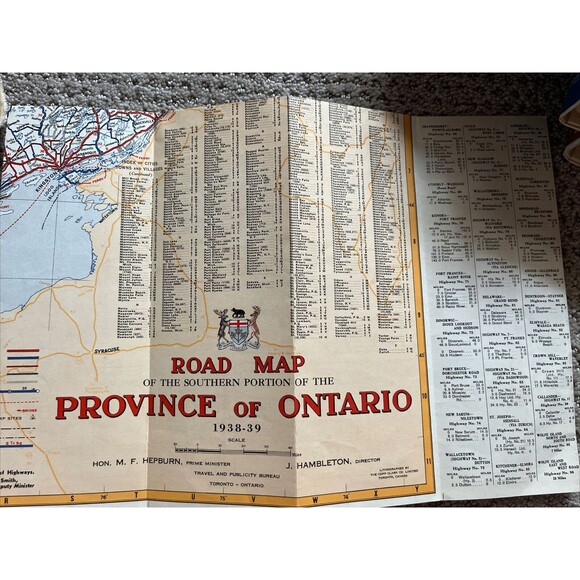 1938-1939 Ontario Official Government Road Map - Picture 6 of 6